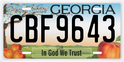 GA license plate CBF9643