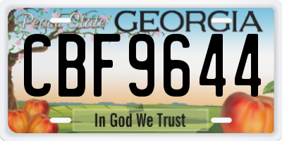 GA license plate CBF9644