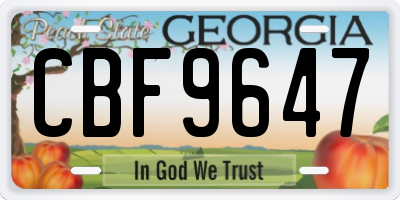 GA license plate CBF9647