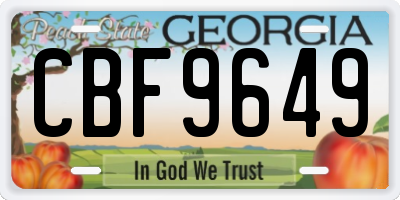 GA license plate CBF9649