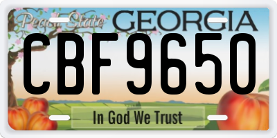 GA license plate CBF9650