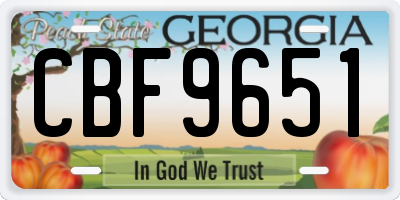 GA license plate CBF9651