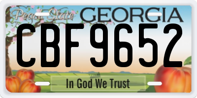 GA license plate CBF9652