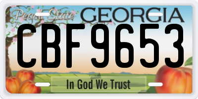 GA license plate CBF9653