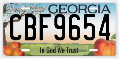 GA license plate CBF9654
