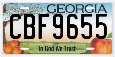 GA license plate CBF9655