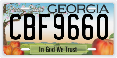 GA license plate CBF9660