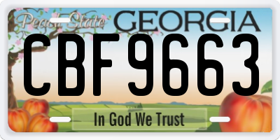 GA license plate CBF9663