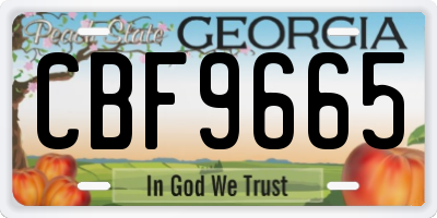 GA license plate CBF9665