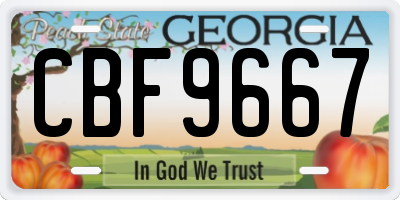 GA license plate CBF9667