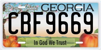 GA license plate CBF9669