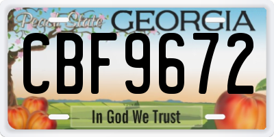 GA license plate CBF9672