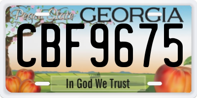 GA license plate CBF9675