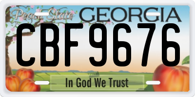 GA license plate CBF9676