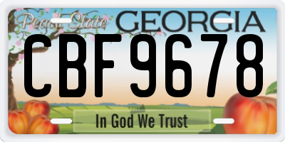 GA license plate CBF9678
