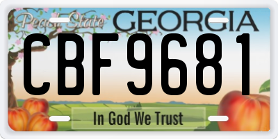 GA license plate CBF9681