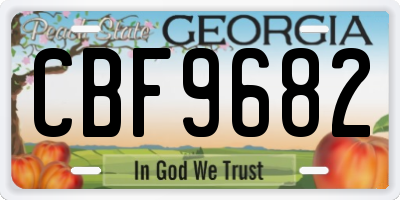 GA license plate CBF9682