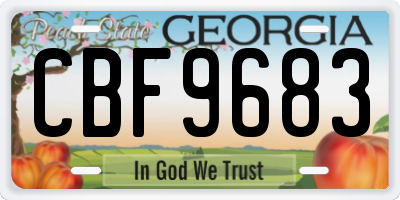 GA license plate CBF9683