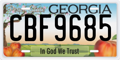GA license plate CBF9685