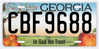 GA license plate CBF9688