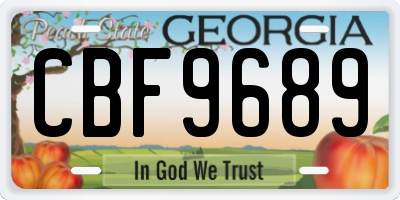 GA license plate CBF9689