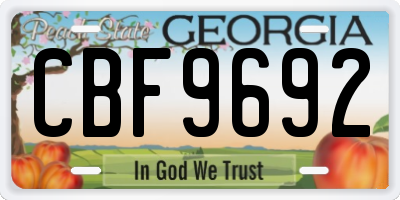 GA license plate CBF9692