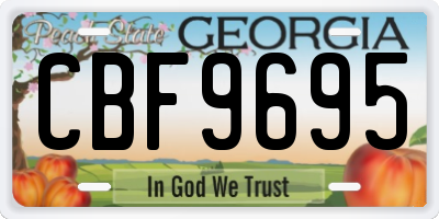 GA license plate CBF9695
