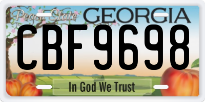 GA license plate CBF9698