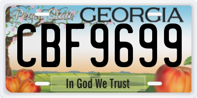 GA license plate CBF9699