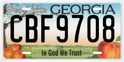 GA license plate CBF9708