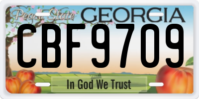 GA license plate CBF9709