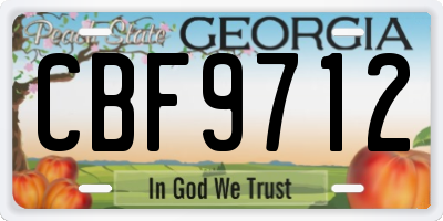 GA license plate CBF9712