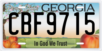 GA license plate CBF9715