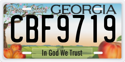 GA license plate CBF9719