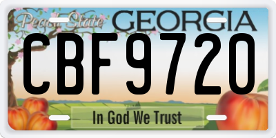 GA license plate CBF9720