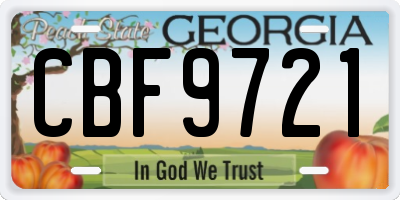 GA license plate CBF9721