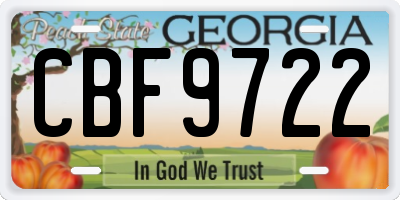 GA license plate CBF9722