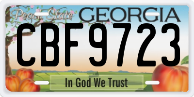 GA license plate CBF9723