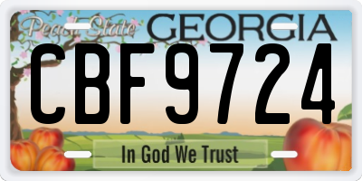 GA license plate CBF9724