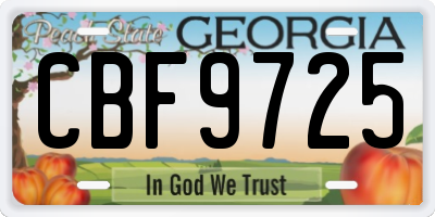 GA license plate CBF9725