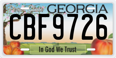 GA license plate CBF9726