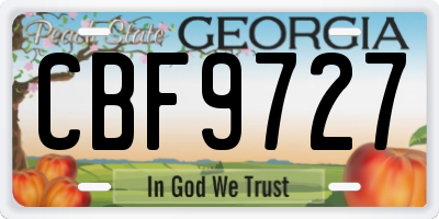 GA license plate CBF9727
