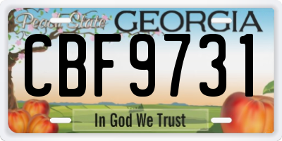 GA license plate CBF9731