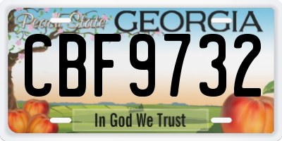 GA license plate CBF9732