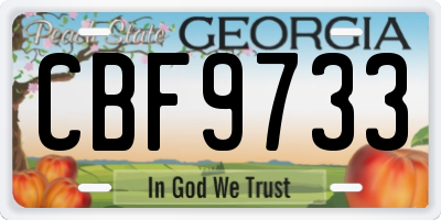 GA license plate CBF9733