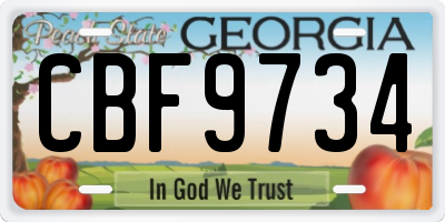 GA license plate CBF9734
