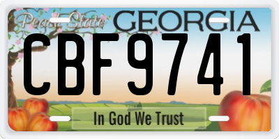 GA license plate CBF9741