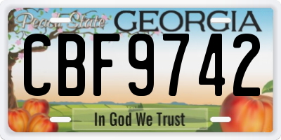 GA license plate CBF9742