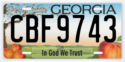 GA license plate CBF9743