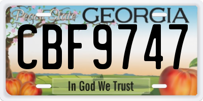 GA license plate CBF9747
